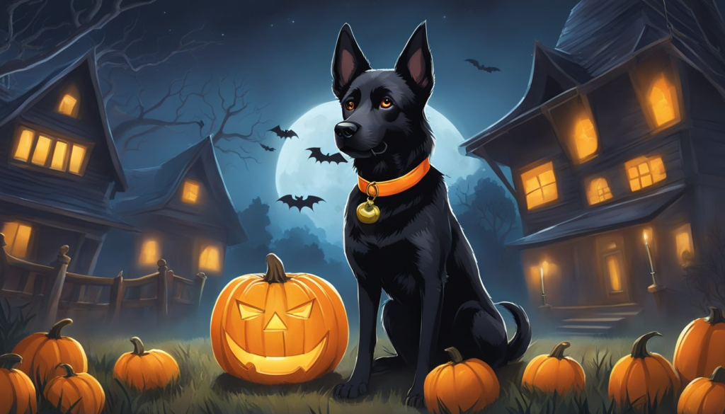 Halloween Safety Tips for Dogs - Dog outside on Halloween Night