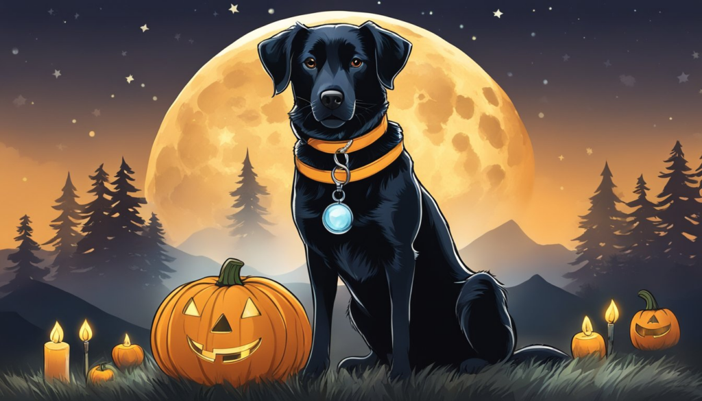 Halloween Safety Tips for Dogs - Dog with Halloween Moon In Background